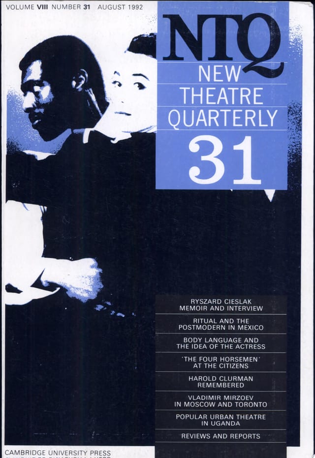 New Theatre Quarterly 31: Volume 8, Part 3