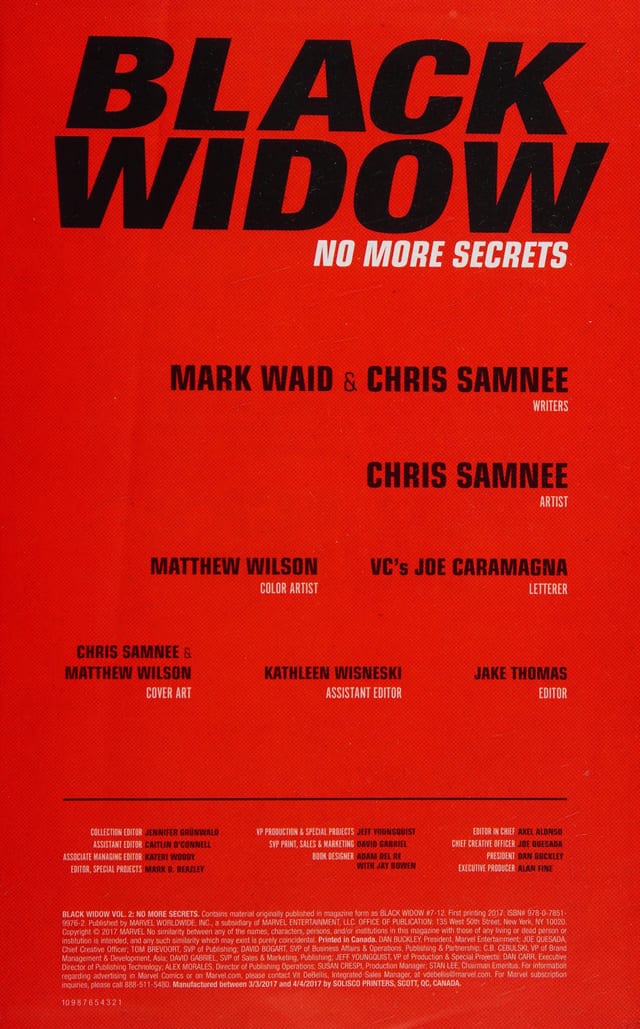 Black Widow Vol. 2 No More Secrets